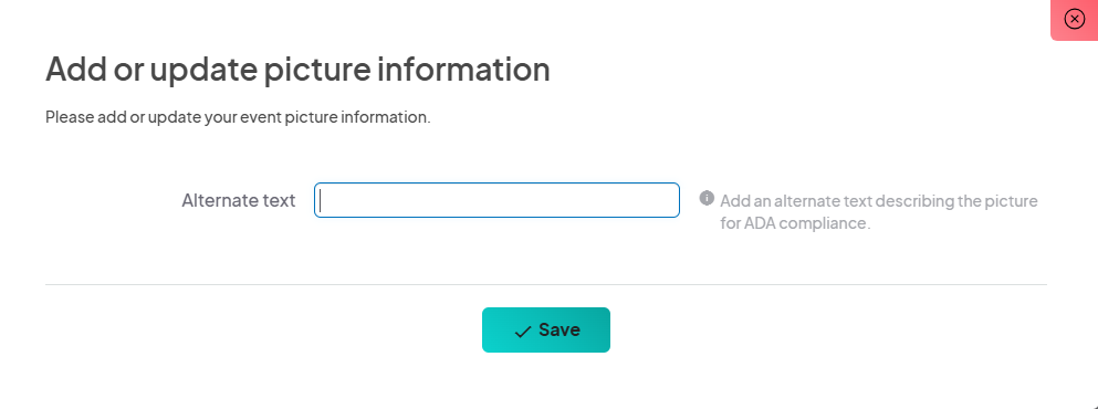 an image showing what the alt text window looks like when you click the button underneath a photo.