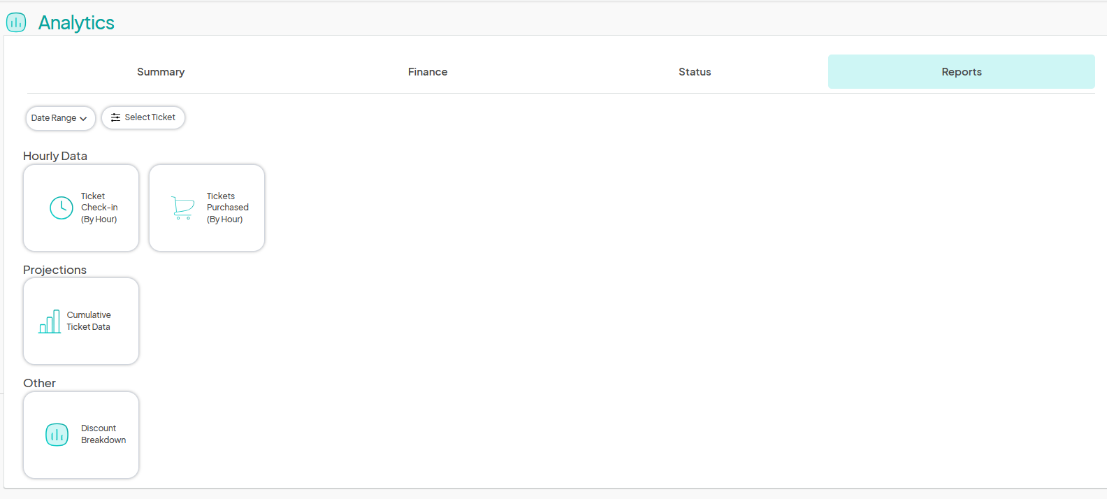 an image showing users the reports section of the ticket analytics page.