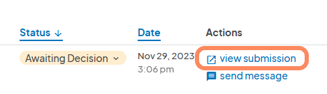 an image showing users the submission page with the 'view submission' button highlighted on the top right.
