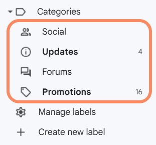 an image showing users where to find their promotions and social folders in their email inbox.