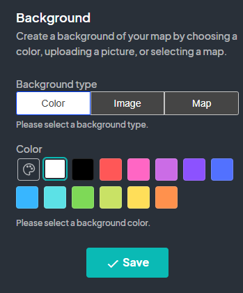 an image showing users the Background tab on the map editor where the user can select to choose a color for the background.
