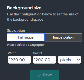 an image showing users the 'Background size' section of the map editor with the option to use a full image or just a portion of the image to scale it.