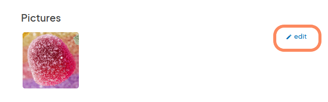 an image showing users the 'Pictures' section with an orange circle highlighting the edit button.