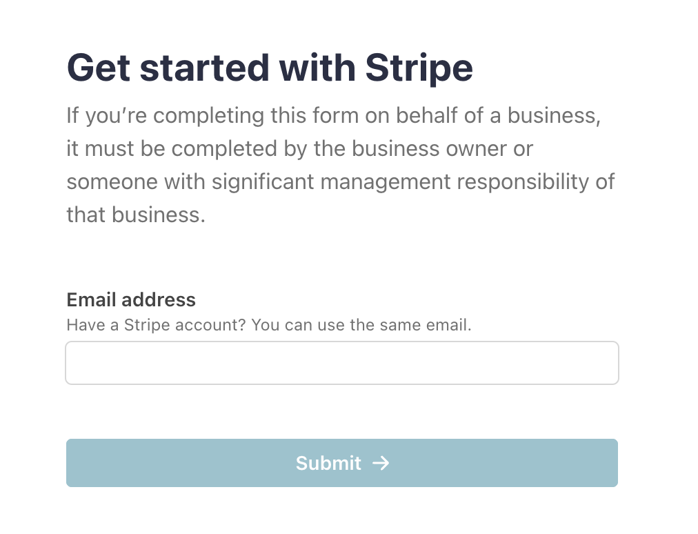 an image showing users a pop-up to create a Stripe account.
