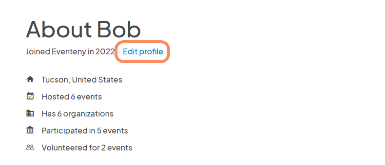 an image with an organize circle highlighting the 'edit profile' button.