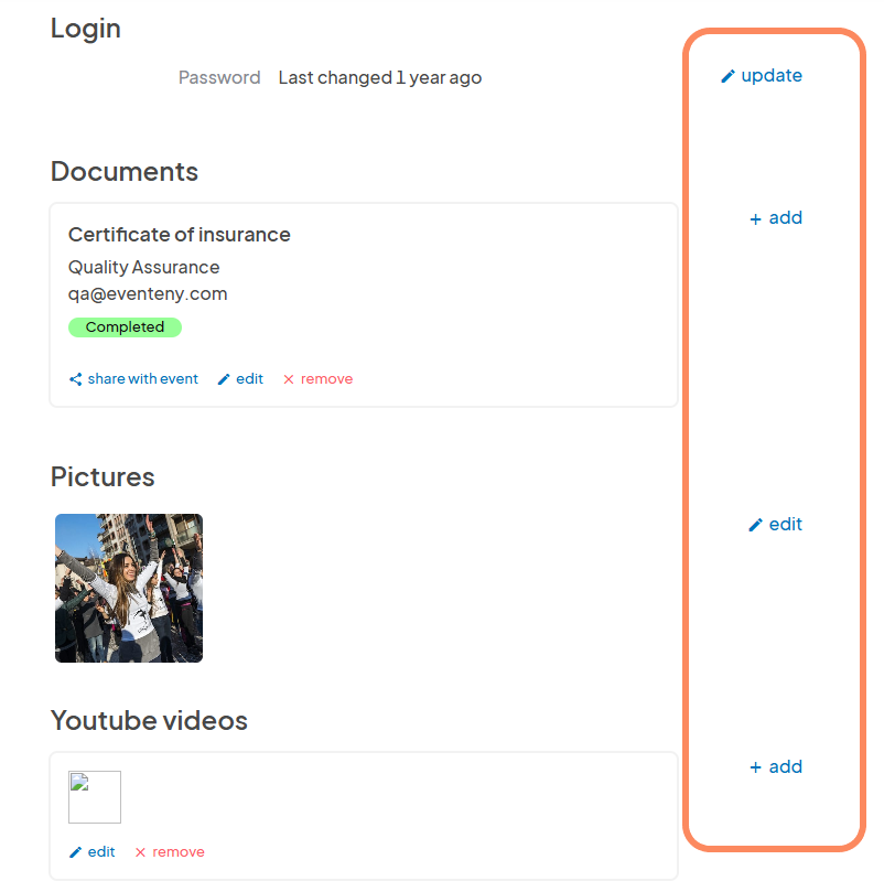 an image with an orange circle highlighting the additional field that can be filled outby the user such as the youtube videos, documents, or pictures.
