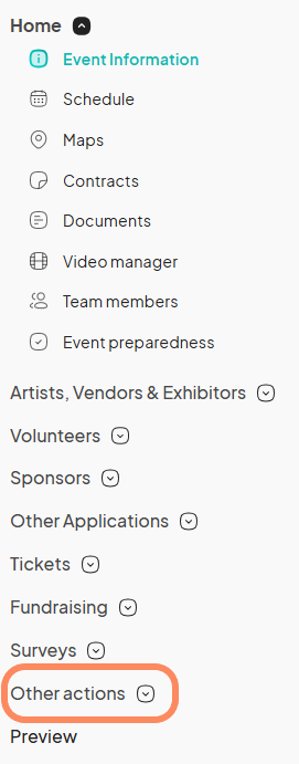 an image with an orange circle highlighting the 'Other Actions' tab.