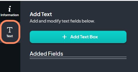 an image showing users to click on the 'Text' button on the contract editor with an orange circle highlighting it.