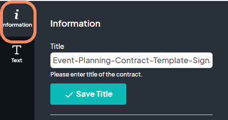an image showing users the 'Information' tab on the contract editor with an orange circle highlighting it.
