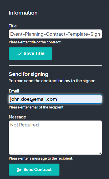 an image showing users the email address field and the blue send button underneath it.