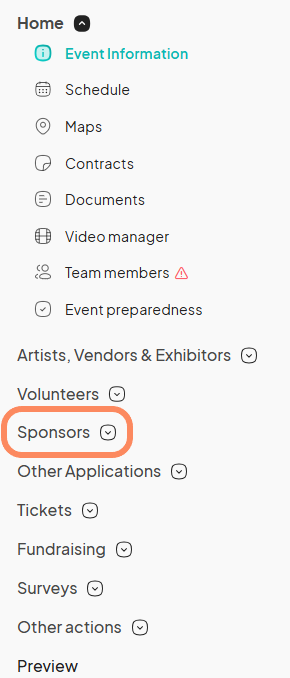 an image showing users the 'Sponsors' tab with an orange circle highlighting it.