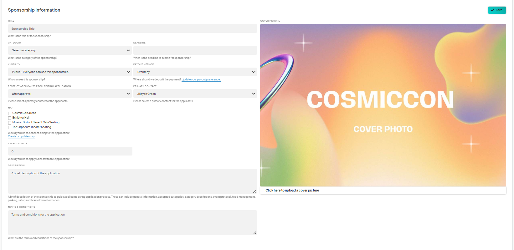 an image showing users to fill in the all the fields of the application creation process.