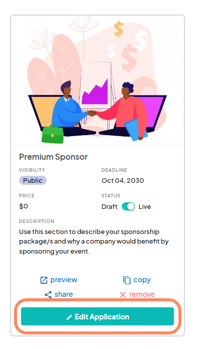 an image showing users to click on the 'Edit' button at the bottom of the application with an orange circle highlighting it.