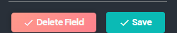 Two buttons labeled 'Delete Field' and 'Save' at the bottom of the contract editor screen, allowing the user to save changes or delete a text field.