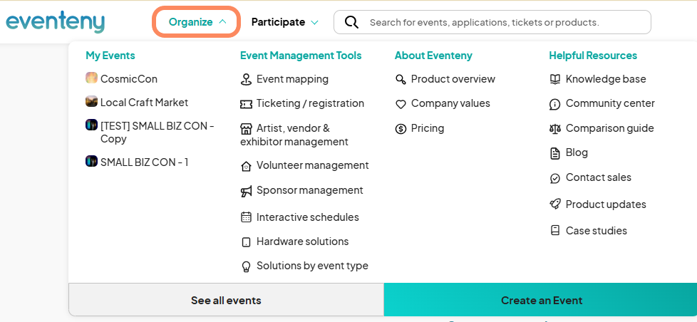 an image showing the users the Organize tab highlighted with an orange circle.
