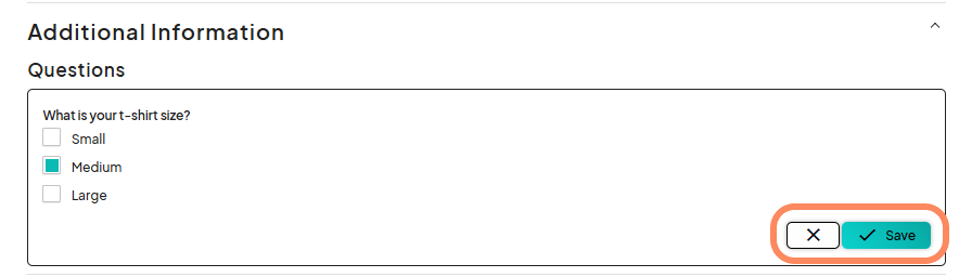 Screenshot of the 'Save Changes' button on the ticket questions editing page.