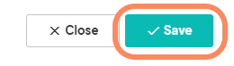 A 'Save' and 'Close' button at the bottom of the 'Update Custom Information' page, with the 'Save' button highlighted in an orange border.