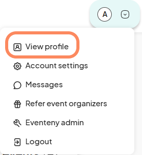 User profile dropdown menu with highlighted 'View profile' option.