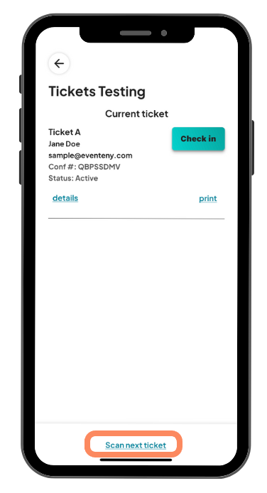 The mobile interface displays the event administration menu with various options listed, including 'Setup payment terminal'. The 'Setup payment terminal' option is highlighted with an orange outline, indicating the choice to configure a payment terminal.