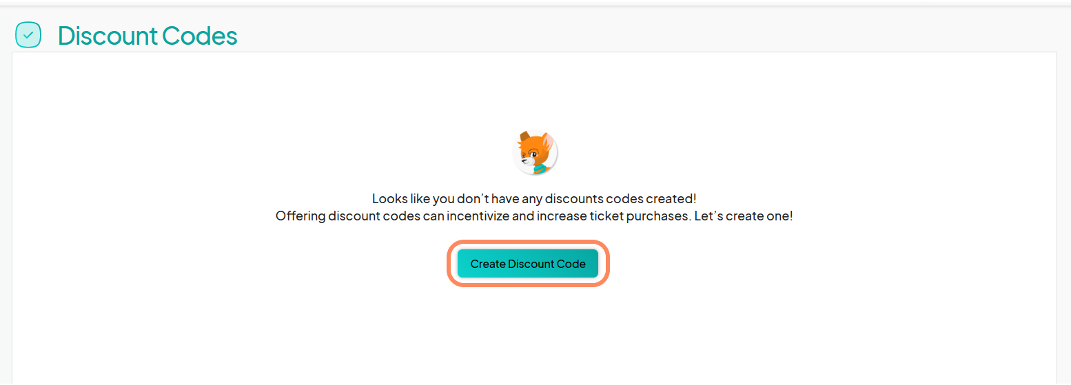 a screenshot with a orange circle highlighting the 'Create Discount Code' button.
