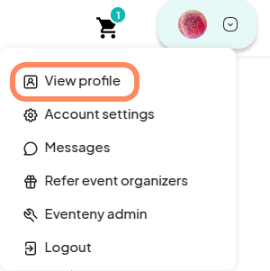 image showing users the drop-down menu under the profile picture with the 'View Profile' button highlighted with an orange circle