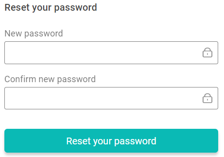 an image showing users to enter in a new password in the password field twice and there is a 'Reset Your Password' button.