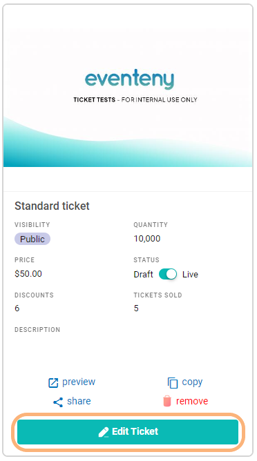 Image showing where to select edit on the ticket.