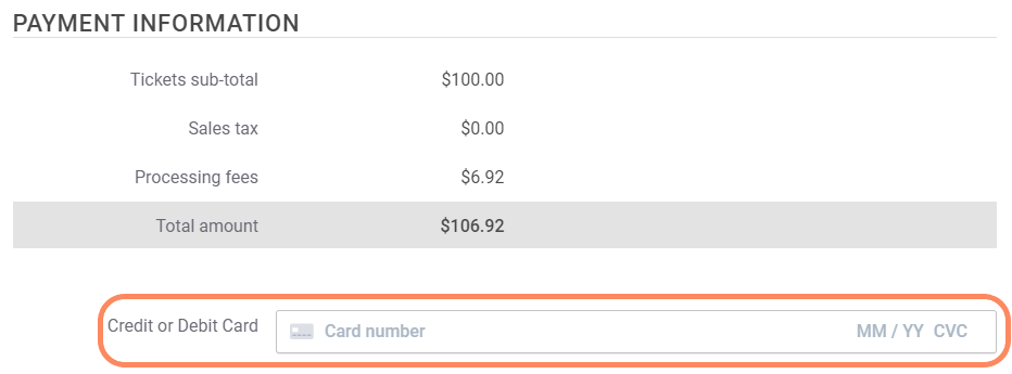 Image showing where to enter the payment method.