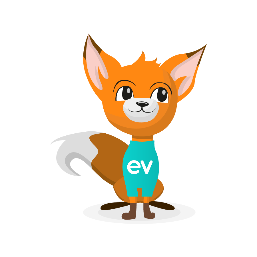 Eventeny mascot Evee, an orange fox wearing a green shirt.