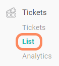 Image showing where to select the ticket list.